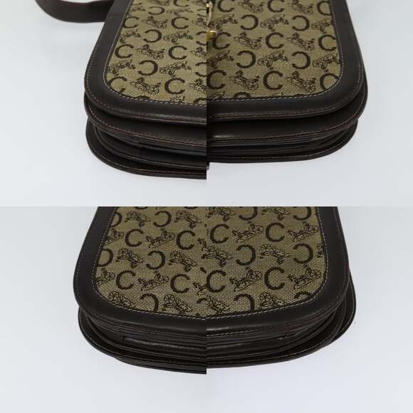 CELINE C Sulky Shoulder Bag Canvas Brown Gold - Picture 10 of 13